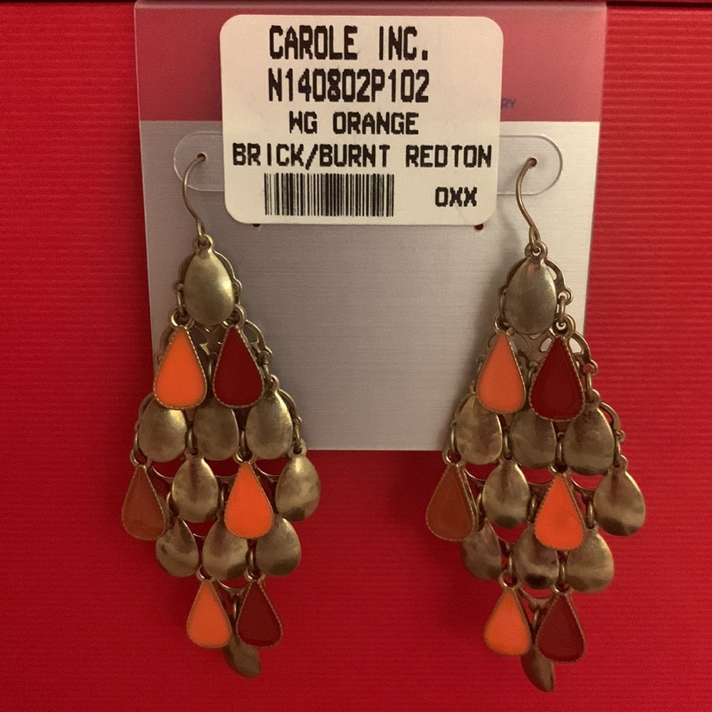 Orange and Red Chandelier Earrings